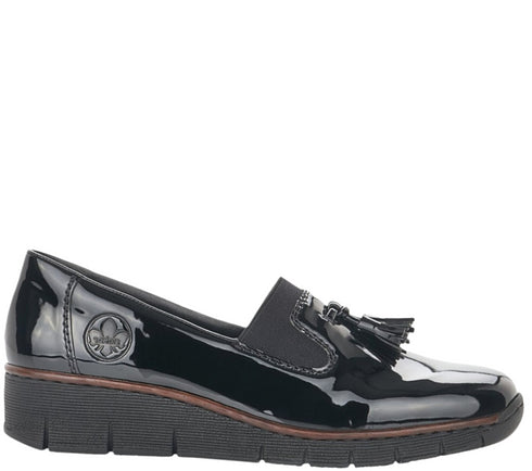Pantofi casual, dama, RIEKER, Antistress, 53751-00 negru, piele ecologica